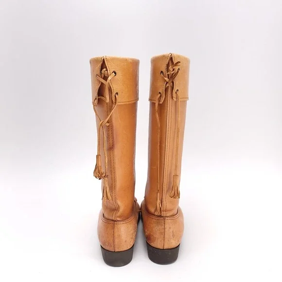 Vintage Kero Reindeer Hide Beak Boots Womens 7 Tan Leather Sweden - Picture 6 of 11